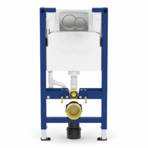 Geberit Alpha 98cm Frame & Cistern with Matt Chrome Round Flush Plate