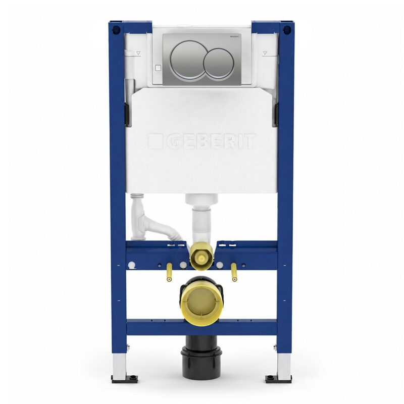 Geberit Alpha 98cm Frame & Cistern with Matt Chrome Round Flush Plate Geberit Alpha 98cm Frame & Cistern with Matt Chrome Round Flush Plate