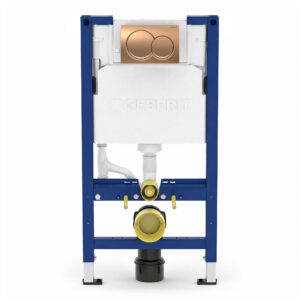 Geberit Alpha 98cm Frame & Cistern with Bronze Round Flush Plate