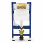 Geberit Alpha 98cm Frame & Cistern with Brass Round Flush Plate