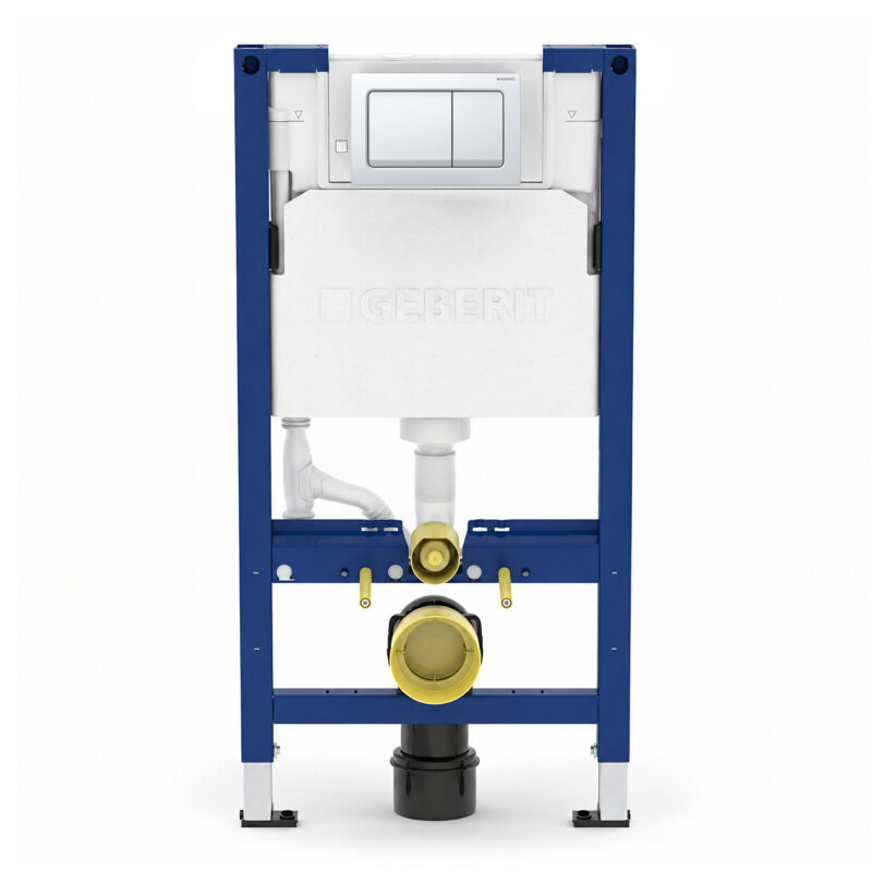 Geberit Alpha 98cm Frame & Cistern with White Square Flush Plate Geberit Alpha 98cm Frame & Cistern with White Square Flush Plate