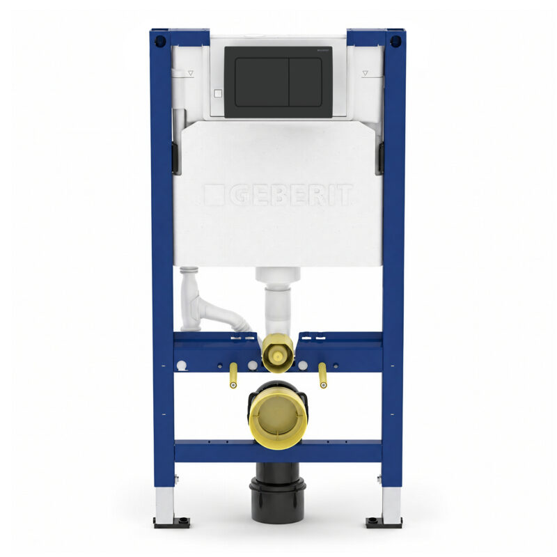 Geberit Alpha 98cm Frame & Cistern with Matt Black Square Flush Plate Geberit Alpha 98cm Frame & Cistern with Matt Black Square Flush Plate