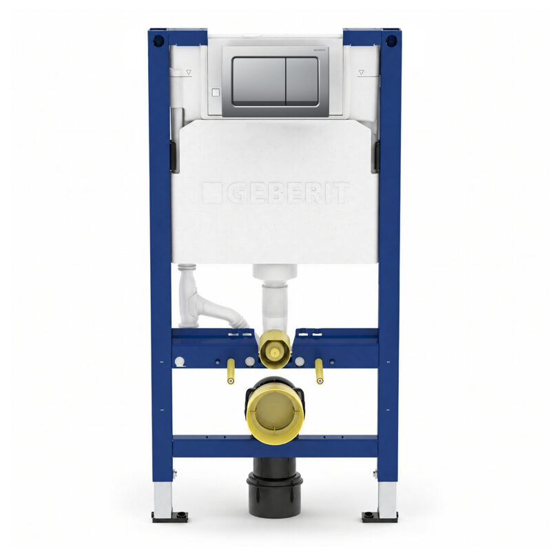 Geberit Alpha 98cm Frame & Cistern with Matt Chrome Square Flush Plate Geberit Alpha 98cm Frame & Cistern with Matt Chrome Square Flush Plate