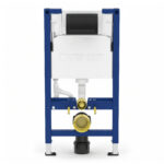 Geberit Alpha 98cm Frame & Cistern with Black Chrome Square Flush Plate