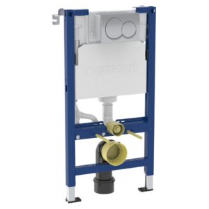 Geberit Alpha 98cm Height WC Frame, Cistern & Alpha01 Round Flush Plate