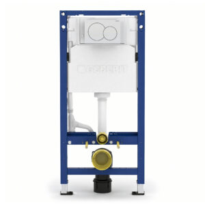 Geberit Alpha 112cm Frame & Cistern with White Round Flush Plate