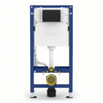 Geberit Alpha 112cm Frame & Cistern with Matt Black Round Flush Plate