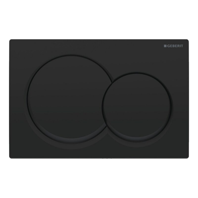 Geberit Alpha 112cm Frame & Cistern with Matt Black Round Flush Plate