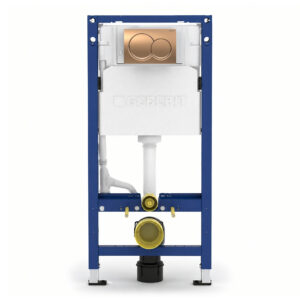 Geberit Alpha 112cm Frame & Cistern with Bronze Round Flush Plate
