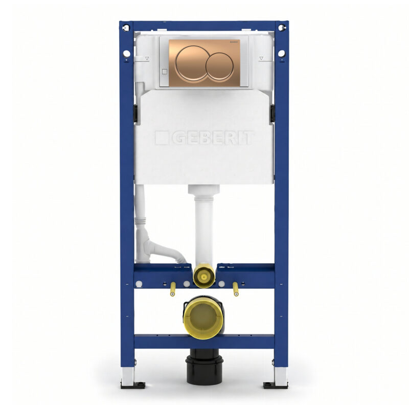 Geberit Alpha 112cm Frame & Cistern with Bronze Round Flush Plate Geberit Alpha 112cm Frame & Cistern with Bronze Round Flush Plate
