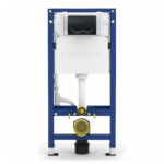 Geberit Alpha 112cm Frame & Cistern with Black Chrome Round Flush Plate