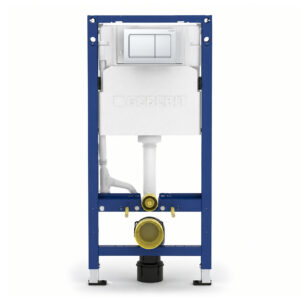 Geberit Alpha 112cm Frame & Cistern with White Square Flush Plate