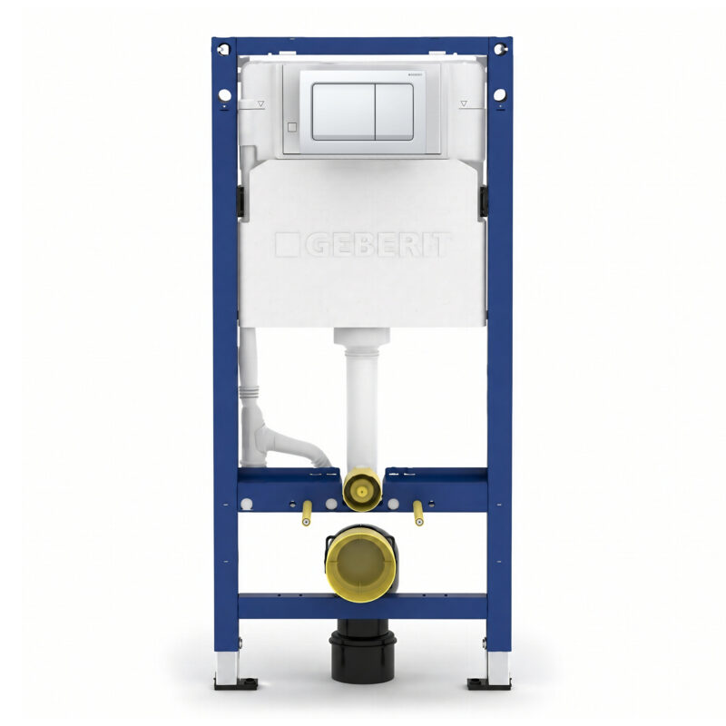 Geberit Alpha 112cm Frame & Cistern with White Square Flush Plate Geberit Alpha 112cm Frame & Cistern with White Square Flush Plate