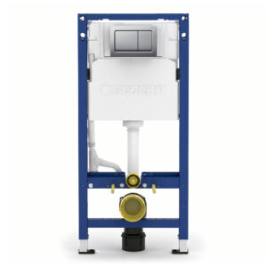 Geberit Alpha 112cm Frame & Cistern with Matt Chrome Square Flush Plate