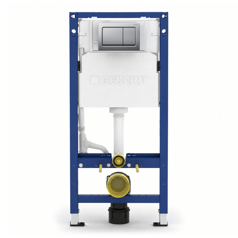 Geberit Alpha 112cm Frame & Cistern with Matt Chrome Square Flush Plate Geberit Alpha 112cm Frame & Cistern with Matt Chrome Square Flush Plate