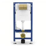 Geberit Alpha 112cm Frame & Cistern with Brass Square Flush Plate