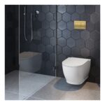 Geberit Alpha 112cm Frame & Cistern with Brass Square Flush Plate
