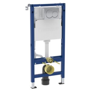 Geberit Alpha 112cm Height WC Frame, Cistern & Alpha01 Round Flush Plate