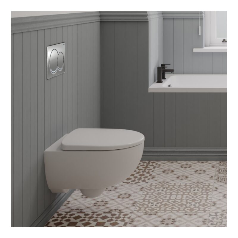 Geberit Alpha 112cm Height WC Frame, Cistern & Alpha01 Round Flush Plate