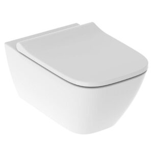 Geberit Smyle Square Wall Hung Rimfree Toilet with Wrapover Soft Close Seat
