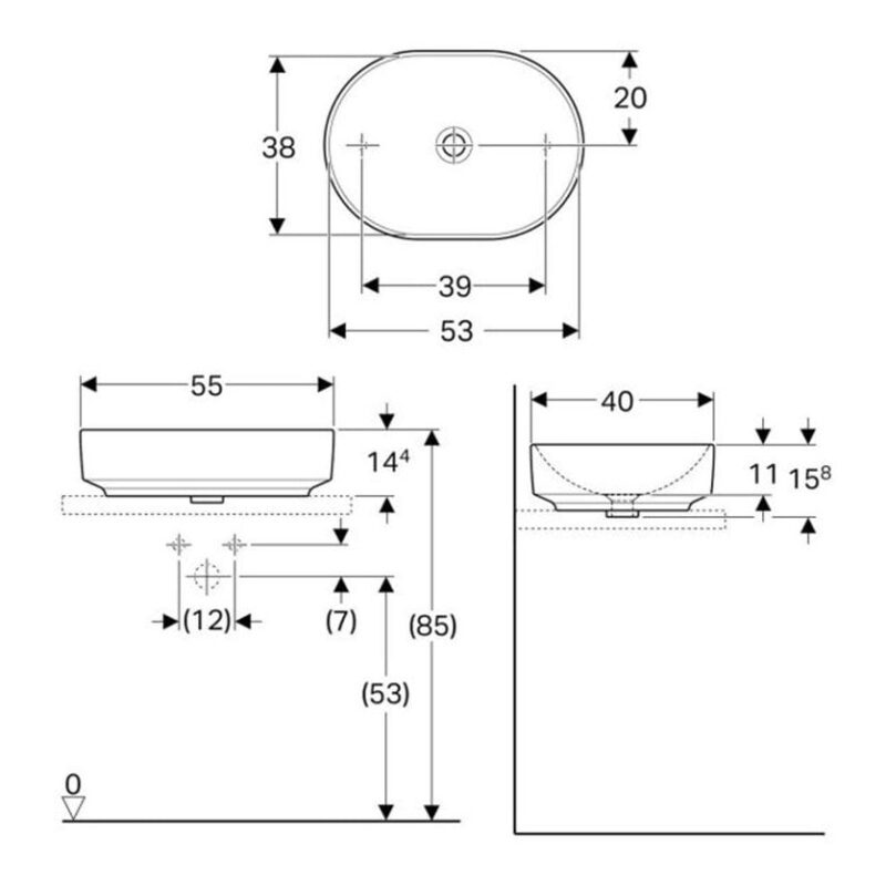 Geberit Variform Elliptic 55x40cm Lay-On Basin