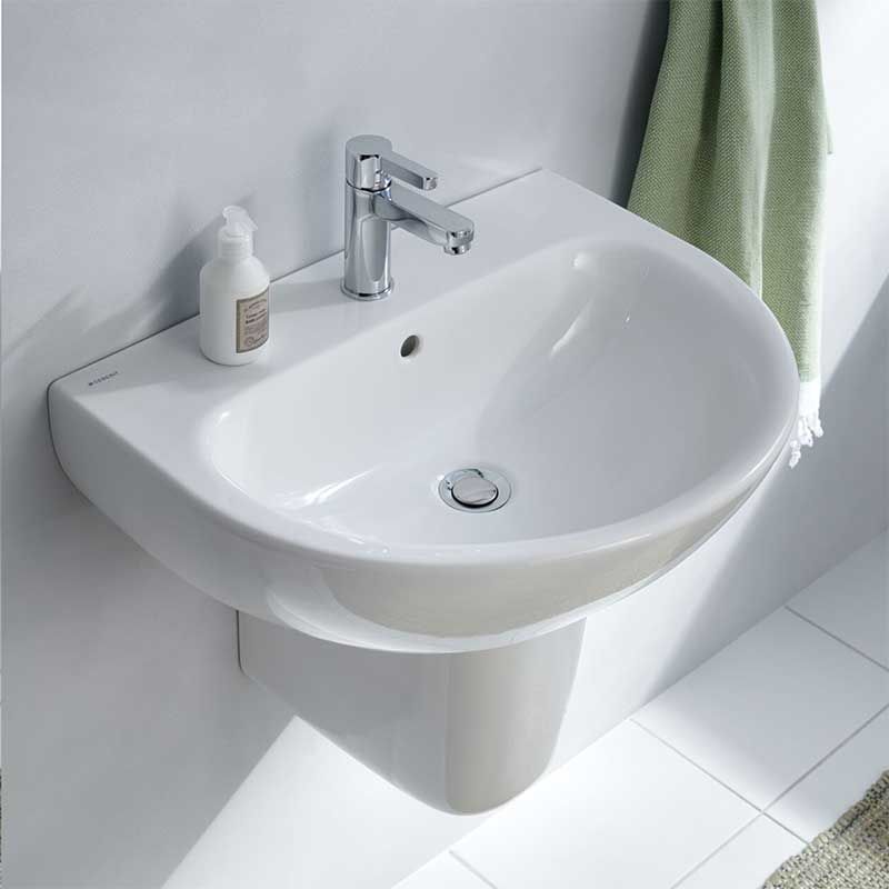 Geberit Selnova 500x410mm 1 Taphole Handrinse Basin & Semi Pedestal Geberit Selnova 500x410mm 1 Taphole Handrinse Basin & Semi Pedestal