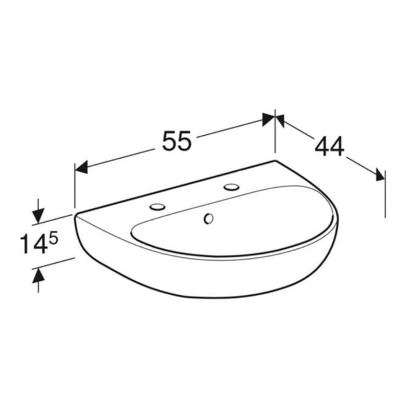 Geberit Selnova 550x440mm 2 Tap Hole Basin & Full Pedestal