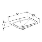 Geberit Selnova Square Countertop Basin 550x450mm 1 Tap Hole