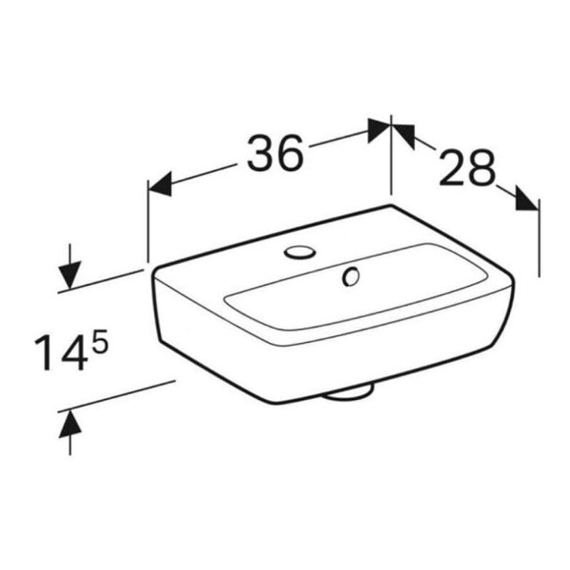 Geberit Selnova Square 360x280mm 1 Tap Hole Basin & Full Pedestal