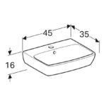 Geberit Selnova Square 450x350mm 1 Tap Hole Basin & Full Pedestal