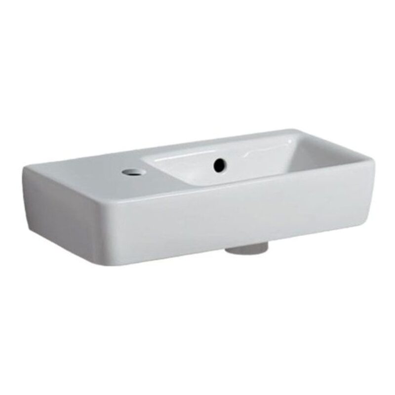 Geberit Selnova Compact 500mm Wall Hung Basin, 1 Left Hand Tap Hole