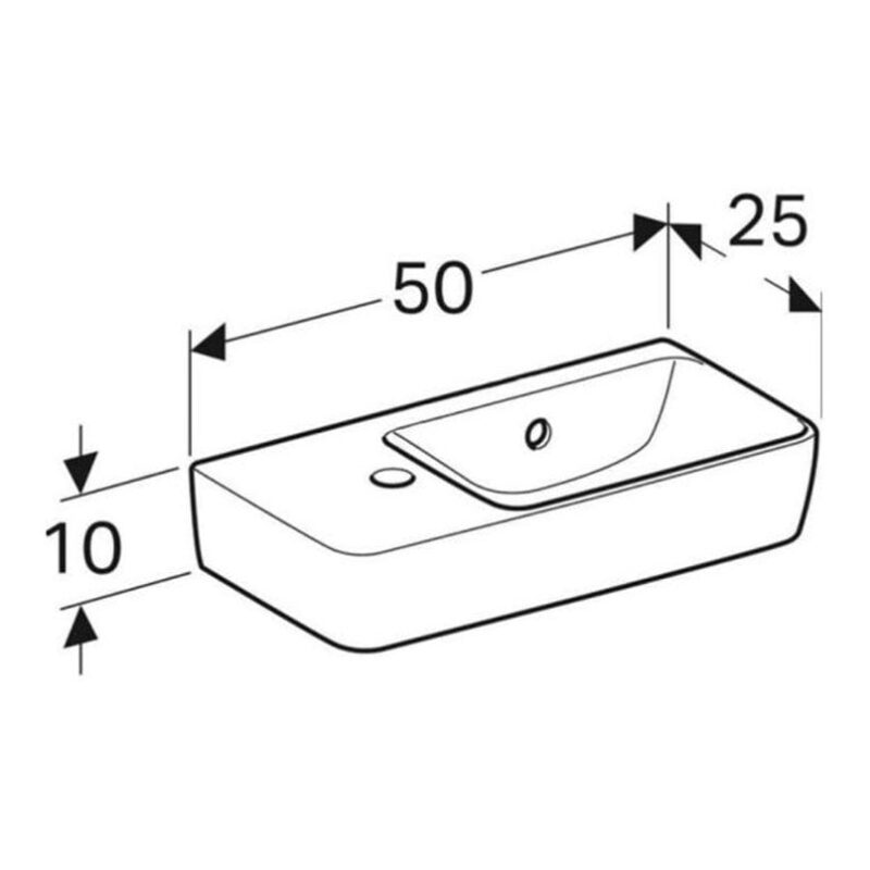 Geberit Selnova Compact 500mm Wall Hung Basin, 1 Left Hand Tap Hole