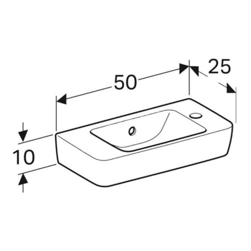 Geberit Selnova Compact 500mm Basin, 1 Right Hand Tap Hole, Centre Bowl