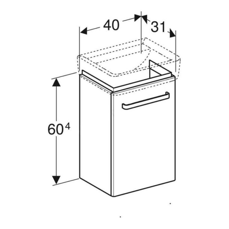 Geberit Selnova Compact White Vanity Unit & 450mm 1 Tap Hole Handrinse Basin