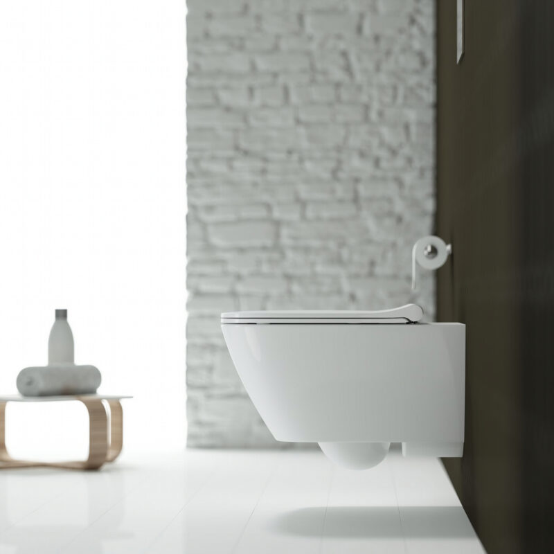 Geberit Smyle Square Wall Hung TurboFlush Toilet & Sandwich Soft Close Seat Pack