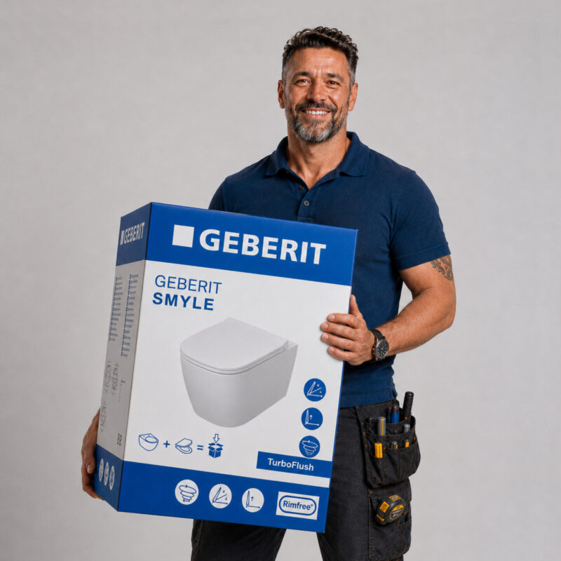 Geberit Smyle Square Wall Hung TurboFlush Toilet & Sandwich Soft Close Seat Pack