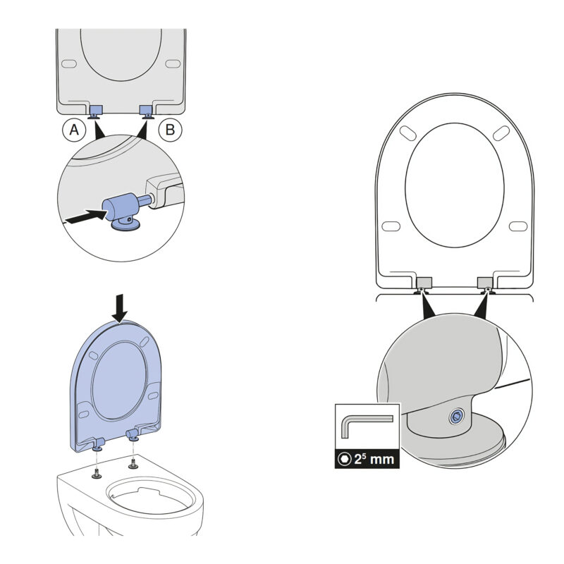 Geberit Set of Hinges for WC Seat, Soft-Closing Mechanism
