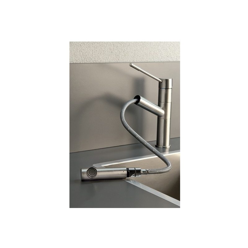 Gessi Oxygen Top Lever Sink Mixer with Pull-Out Brushed Nickel