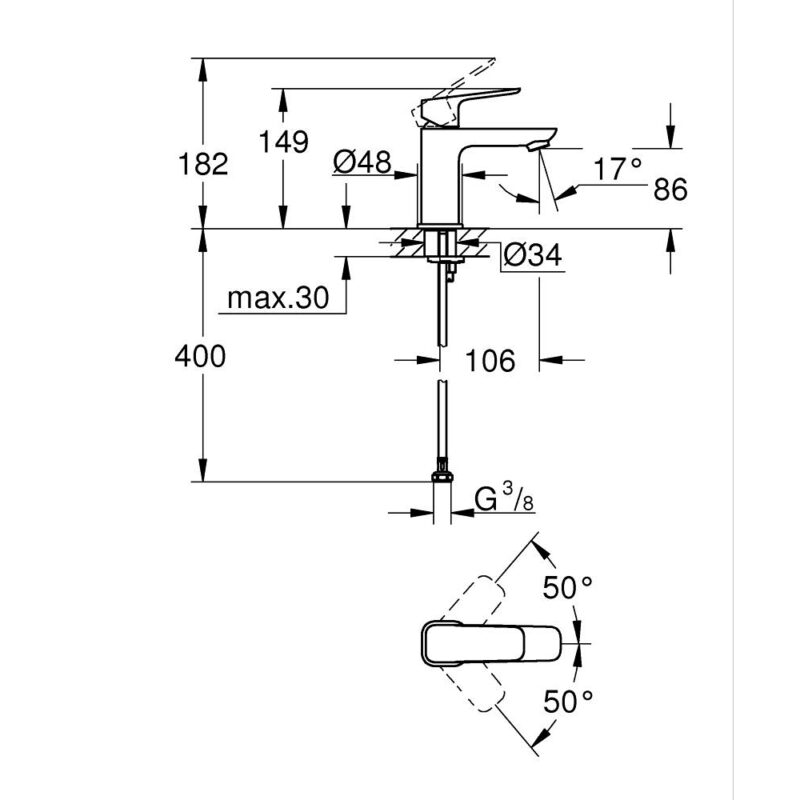 Grohe Cubeo S-Size Smooth Body Basin Mixer Tap