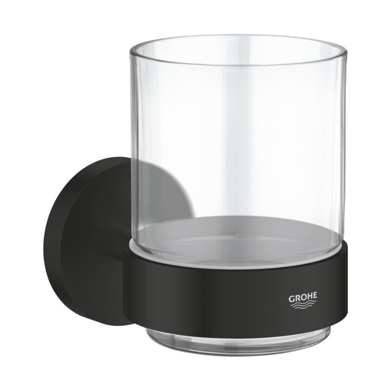 Grohe Essentials Glass & Holder Matte Black Grohe Essentials Glass & Holder Matte Black