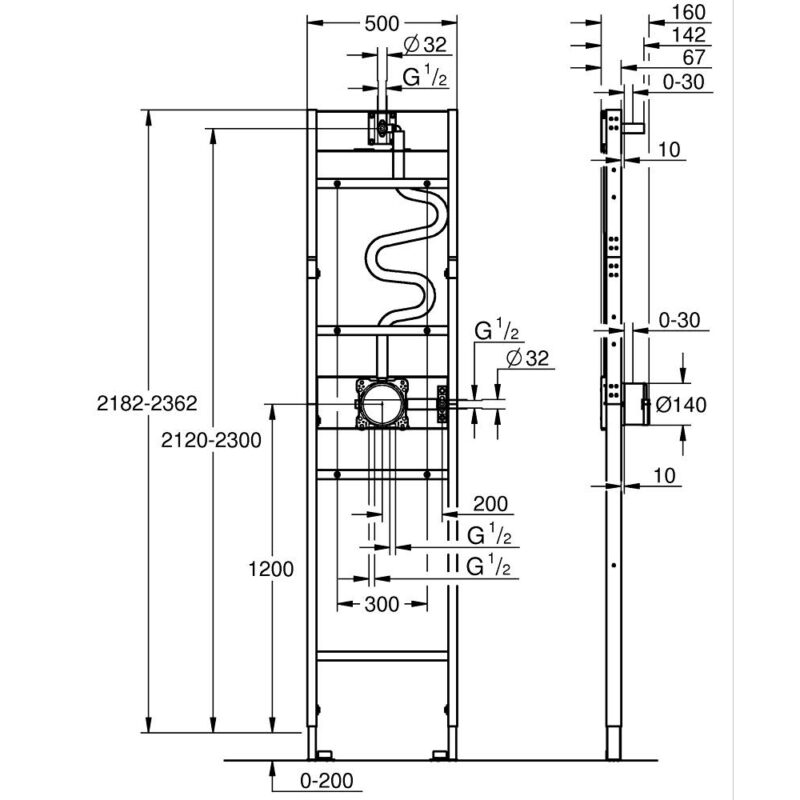 Grohe Rapido Shower Frame for Mono Concealed Shower Installation