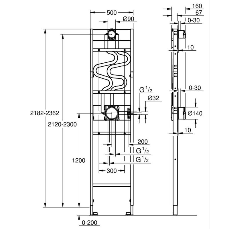 Grohe Rapido Shower Frame for Duo Concealed Shower Installation