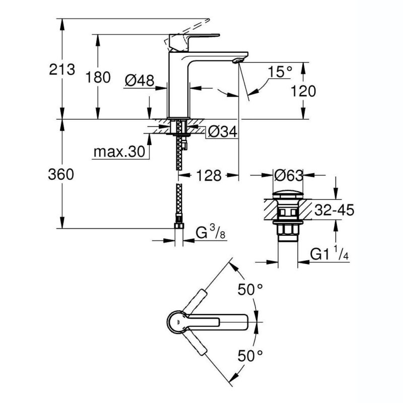 Grohe Lineare Basin Mixer Tap S-Size 23106