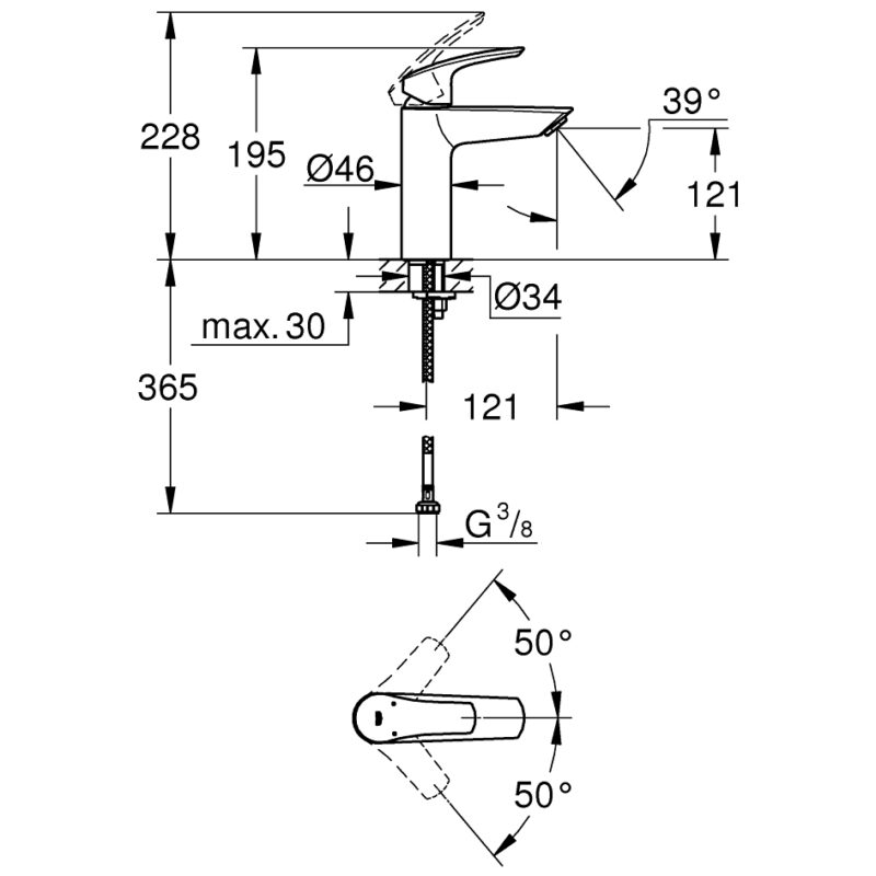 Grohe Eurosmart M-Size Smooth Body EcoJoy Basin Mixer Tap 23324