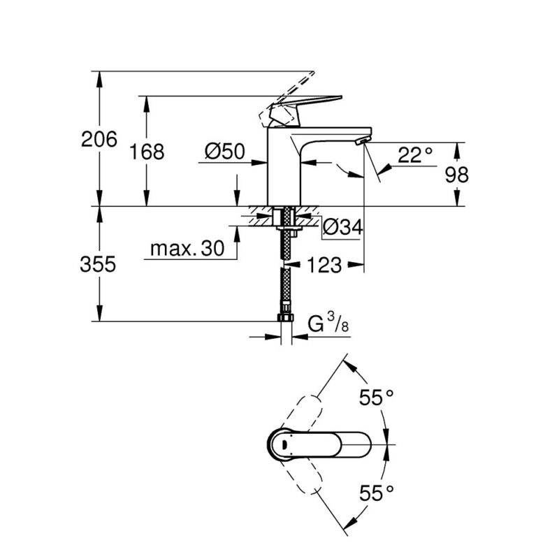 Grohe Eurosmart Cosmopolitan Mono Basin Mixer 1/2" Medium 23327