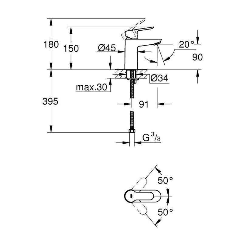 Grohe BauEdge Basin Mixer Tap 23330