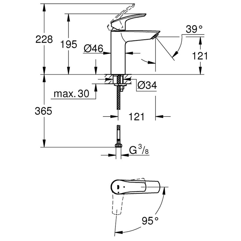 Grohe Eurosmart M-Size Smooth Body Basin Mixer Tap 23395