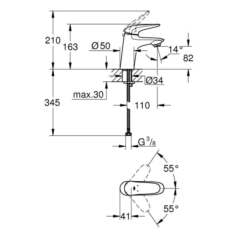 Grohe Eurostyle Basin Mixer Tap S-Size 23715