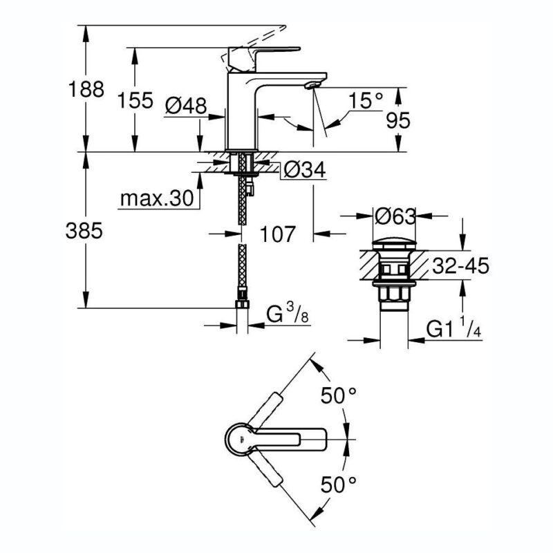 Grohe Lineare Basin Mixer Tap XS-Size 23791