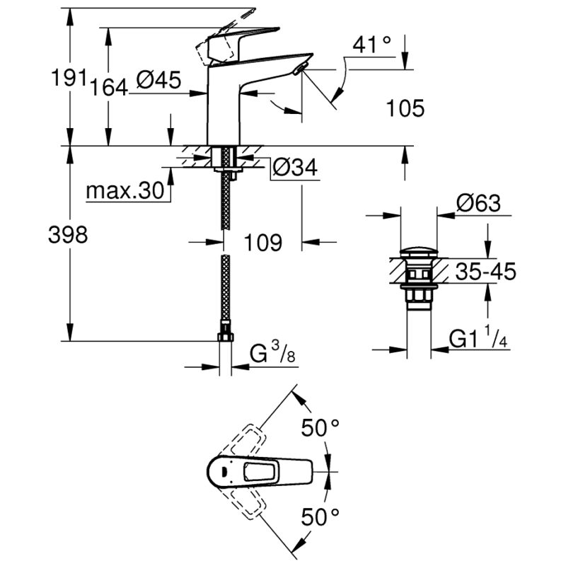 Grohe Bauloop M-Size Smooth Body Basin Mixer Tap 23886